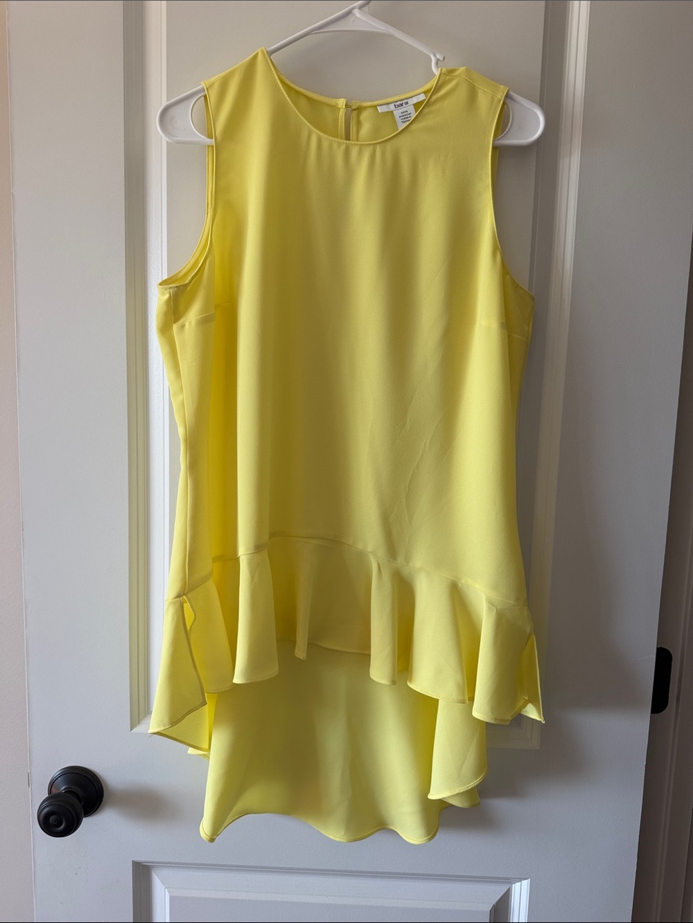 Bar III Yellow Sleeveless Ruffle High-Low Blouse